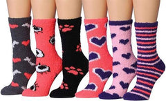 Tipi Toe Women's 6-Pairs Cozy Microfiber Anti-Skid Soft Fuzzy Crew - VirtuousWares:Global