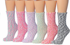 Tipi Toe Women's 6-Pairs Cozy Microfiber Anti-Skid Soft Fuzzy Crew - VirtuousWares:Global