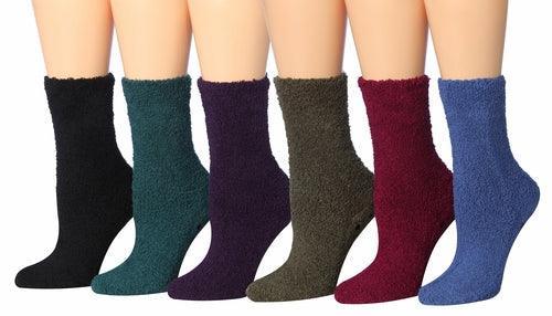 Tipi Toe Women's 6-Pairs Cozy Microfiber Anti-Skid Soft Fuzzy Crew - VirtuousWares:Global