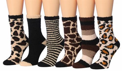 Tipi Toe Women's 6-Pairs Cozy Microfiber Anti-Skid Soft Fuzzy Crew - VirtuousWares:Global