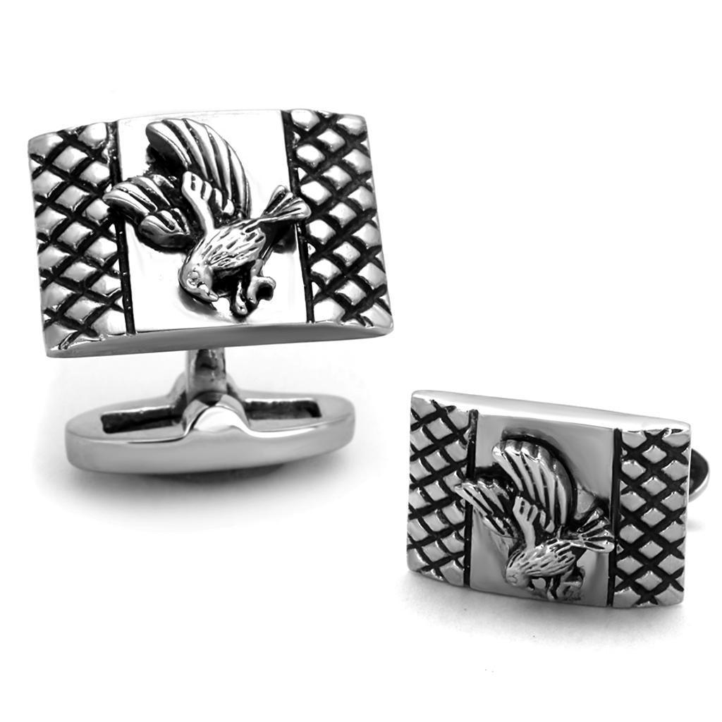 TK1655 - High polished (no plating) Stainless Steel Cufflink with No - VirtuousWares:Global