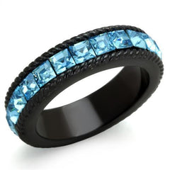 TK1867 - IP Black(Ion Plating) Stainless Steel Ring with Top Grade - VirtuousWares:Global