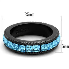 TK1867 - IP Black(Ion Plating) Stainless Steel Ring with Top Grade - VirtuousWares:Global
