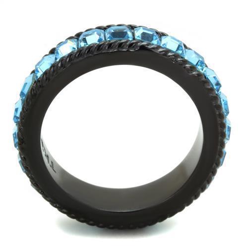 TK1867 - IP Black(Ion Plating) Stainless Steel Ring with Top Grade - VirtuousWares:Global