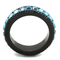 TK1867 - IP Black(Ion Plating) Stainless Steel Ring with Top Grade - VirtuousWares:Global