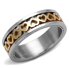 TK2398 - Two-Tone IP Rose Gold Stainless Steel Ring with No Stone - VirtuousWares:Global