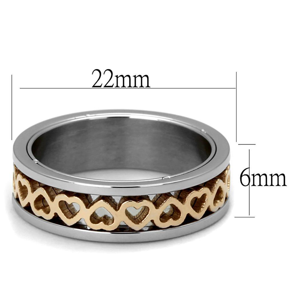 TK2398 - Two-Tone IP Rose Gold Stainless Steel Ring with No Stone - VirtuousWares:Global