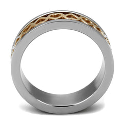 TK2398 - Two-Tone IP Rose Gold Stainless Steel Ring with No Stone - VirtuousWares:Global