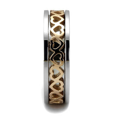 TK2398 - Two-Tone IP Rose Gold Stainless Steel Ring with No Stone - VirtuousWares:Global