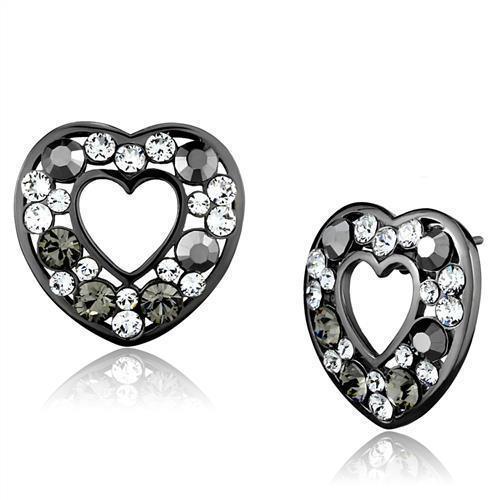 TK2627 - IP Light Black (IP Gun) Stainless Steel Earrings with Top - VirtuousWares:Global