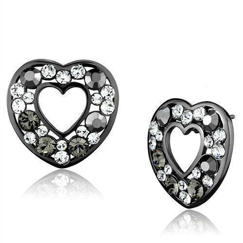 TK2627 - IP Light Black (IP Gun) Stainless Steel Earrings with Top - VirtuousWares:Global