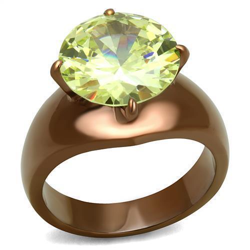 TK2839 - IP Coffee light Stainless Steel Ring with AAA Grade CZ in - VirtuousWares:Global
