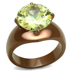 TK2839 - IP Coffee light Stainless Steel Ring with AAA Grade CZ in - VirtuousWares:Global