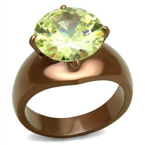 TK2839 - IP Coffee light Stainless Steel Ring with AAA Grade CZ in - VirtuousWares:Global