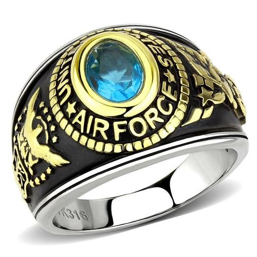 TK3725 - Two-Tone IP Gold (Ion Plating) Stainless Steel Ring with - VirtuousWares:Global