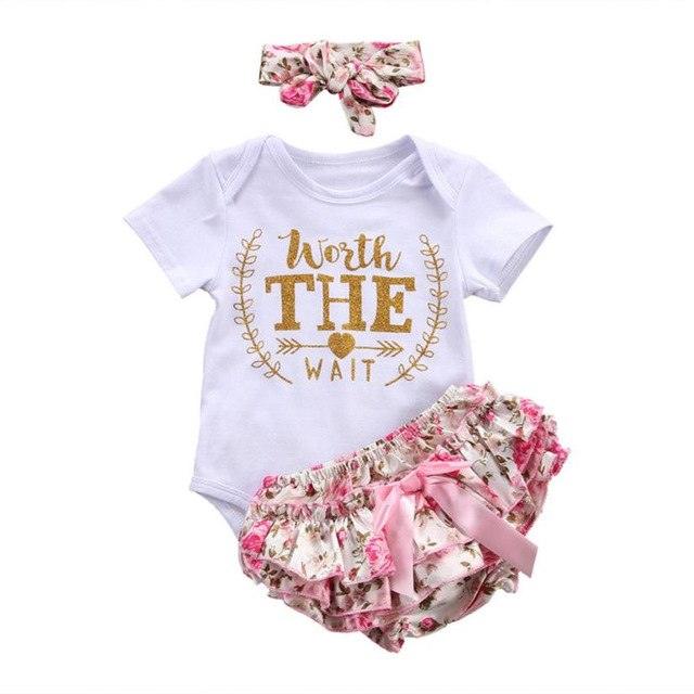 Toddler Girls Summer Clothing Set Letter Floral - VirtuousWares:Global