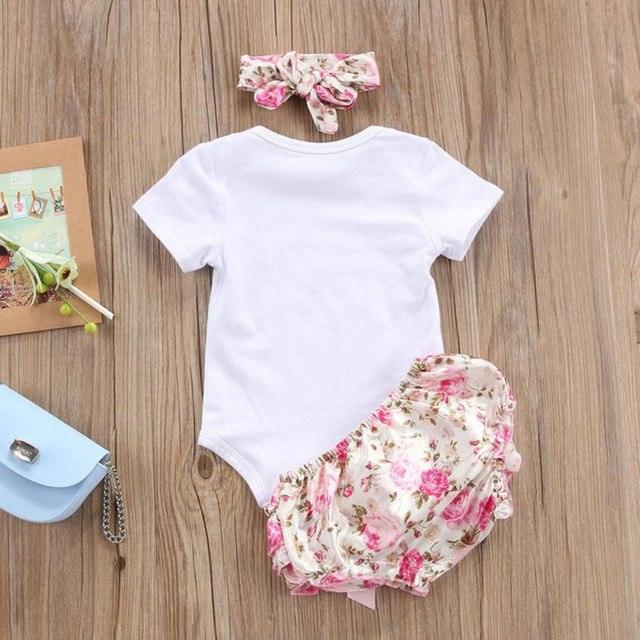 Toddler Girls Summer Clothing Set Letter Floral - VirtuousWares:Global