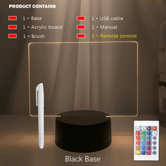 Touch Control Base Rewritable 3D Night Light with Message Board - VirtuousWares:Global