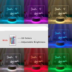 Touch Control Base Rewritable 3D Night Light with Message Board - VirtuousWares:Global
