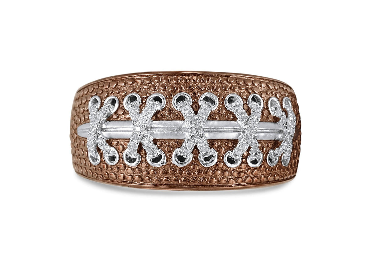 Touchdown American Football Brown Rhodium Plated Sterling Silver Rings - VirtuousWares:Global