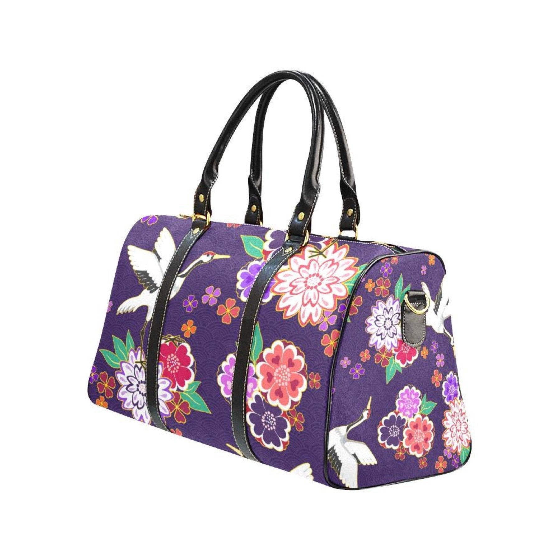 Travel Bag, Purple Floral Double Handle Carry-bag - VirtuousWares:Global