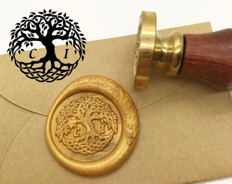 Tree Initials Wax Seal Stamp Personalized Monogram Custom - VirtuousWares:Global