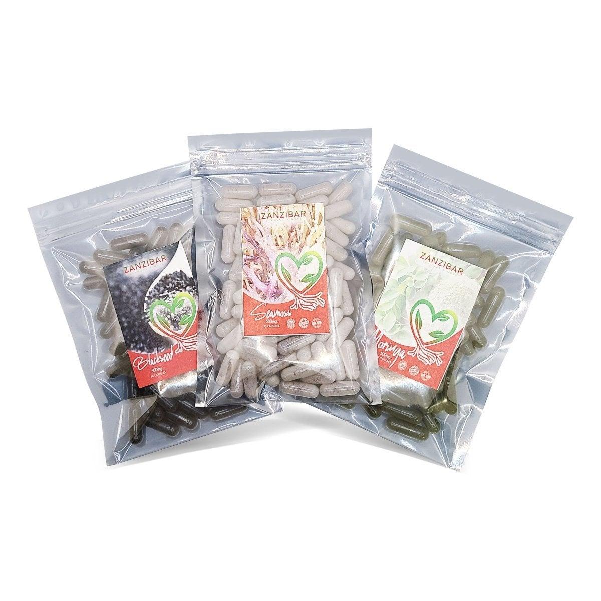 Trio Pack - Seamoss, Blackseed, Moringa (1 Month Supply) - VirtuousWares:Global