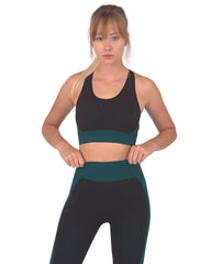 Trois Seamless Sports Bra - Black with Blue - VirtuousWares:Global