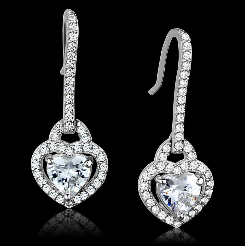 TS439 - Rhodium 925 Sterling Silver Earrings with AAA Grade CZ in - VirtuousWares:Global