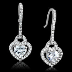 TS439 - Rhodium 925 Sterling Silver Earrings with AAA Grade CZ in - VirtuousWares:Global