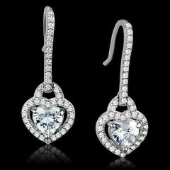 TS439 - Rhodium 925 Sterling Silver Earrings with AAA Grade CZ in - VirtuousWares:Global