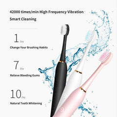Ultrasonic Electric Toothbrush Rechargeable USB for Adults 6 Modes - VirtuousWares:Global
