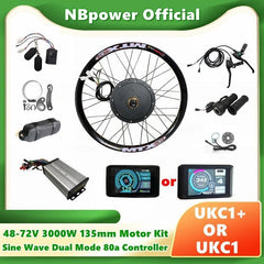 US Freeshipping NBpower 135mm Dropout 90km/h Max Speed Electric Bike Motor Wheel kit 48-72V 3000w EBike Hub Motor Conversion Kit - VirtuousWares:Global