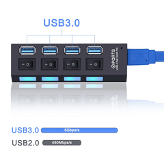 USB 3.0 Hub USB Hub 3.0 Multi USB Splitter 4/7 Port Multiple Expander - VirtuousWares:Global