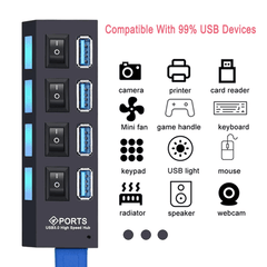 USB 3.0 Hub USB Hub 3.0 Multi USB Splitter 4/7 Port Multiple Expander - VirtuousWares:Global