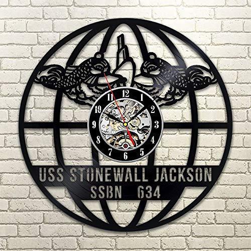 USS STONEWALL JACKSON DESIGN HANDMADE VINYL RECORD WALL CLOCK - VirtuousWares:Global