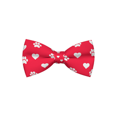 Valentines Day Paw Prints & Hearts Red Dog Bow Tie - VirtuousWares:Global