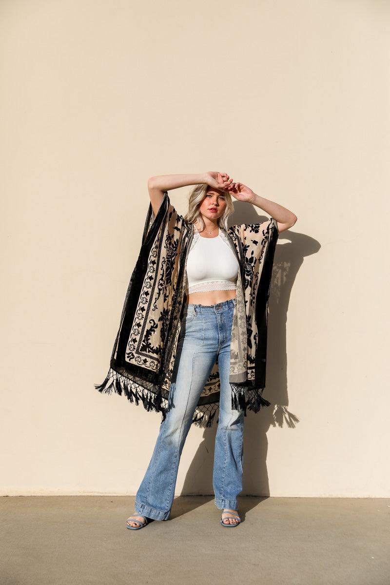 Velvet Mesh Tapestry Kimono - VirtuousWares:Global
