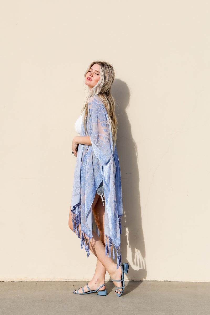 Velvet Mesh Tapestry Kimono - VirtuousWares:Global