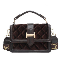 Velvet Wide Shoulder Strap Crossbody Small Square Bag - VirtuousWares:Global