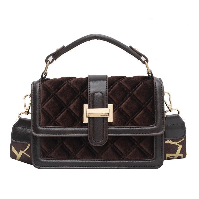 Velvet Wide Shoulder Strap Crossbody Small Square Bag - VirtuousWares:Global
