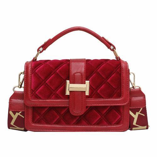 Velvet Wide Shoulder Strap Crossbody Small Square Bag - VirtuousWares:Global