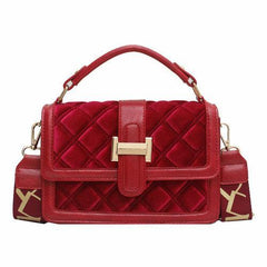 Velvet Wide Shoulder Strap Crossbody Small Square Bag - VirtuousWares:Global