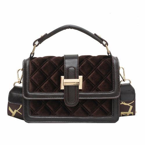 Velvet Wide Shoulder Strap Crossbody Small Square Bag - VirtuousWares:Global