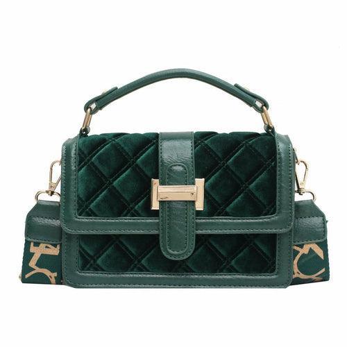 Velvet Wide Shoulder Strap Crossbody Small Square Bag - VirtuousWares:Global