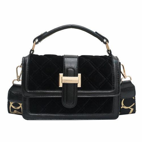 Velvet Wide Shoulder Strap Crossbody Small Square Bag - VirtuousWares:Global