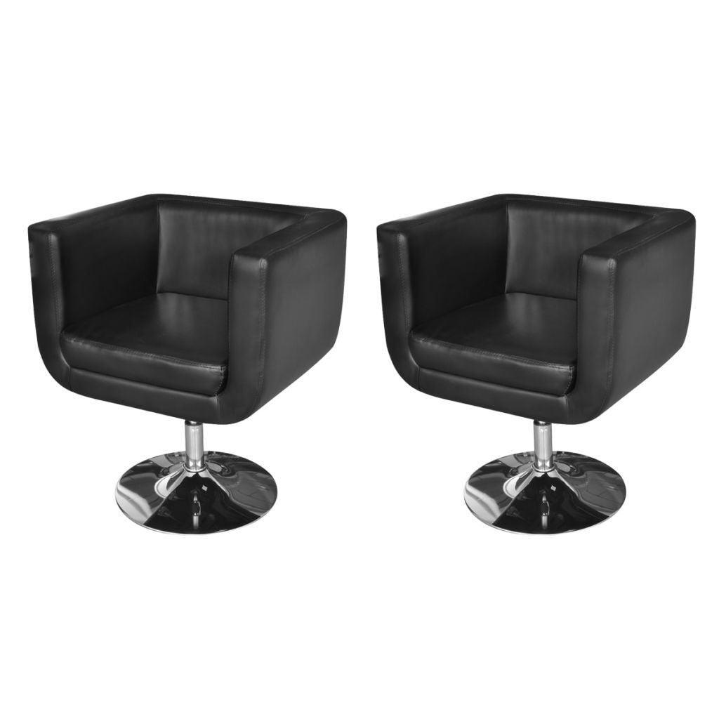 vidaXL Armchairs with Chrome Base 2 pcs Black Faux Leather - VirtuousWares:Global