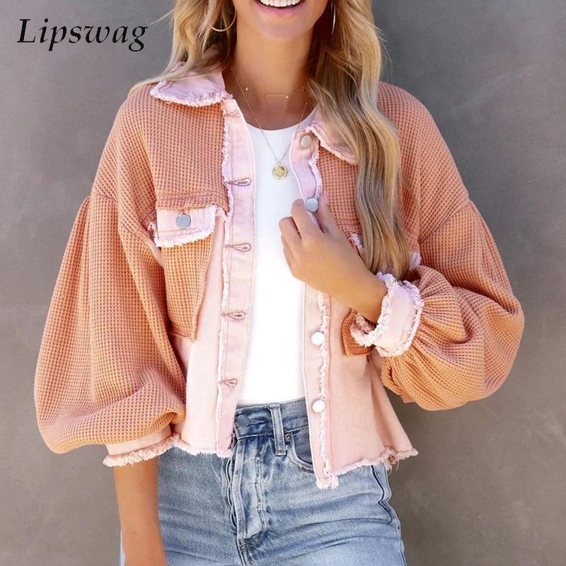 Vintage Patchwork Short Coats Loose Casual Single-breasted Jackets - VirtuousWares:Global