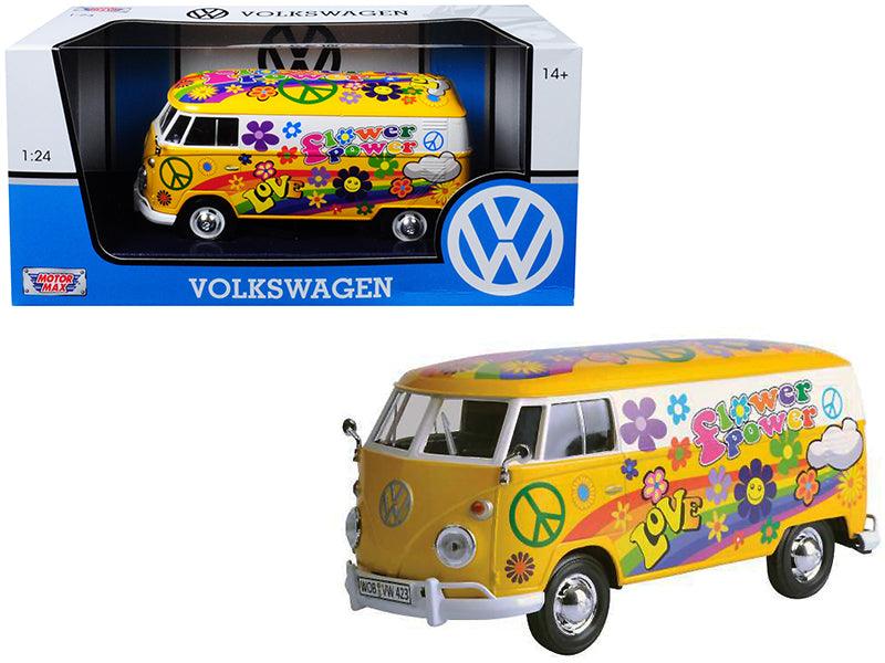 Volkswagen Type 2 (T1) Delivery Van \Flower Power\" 1/24 Diecast Model - VirtuousWares:Global