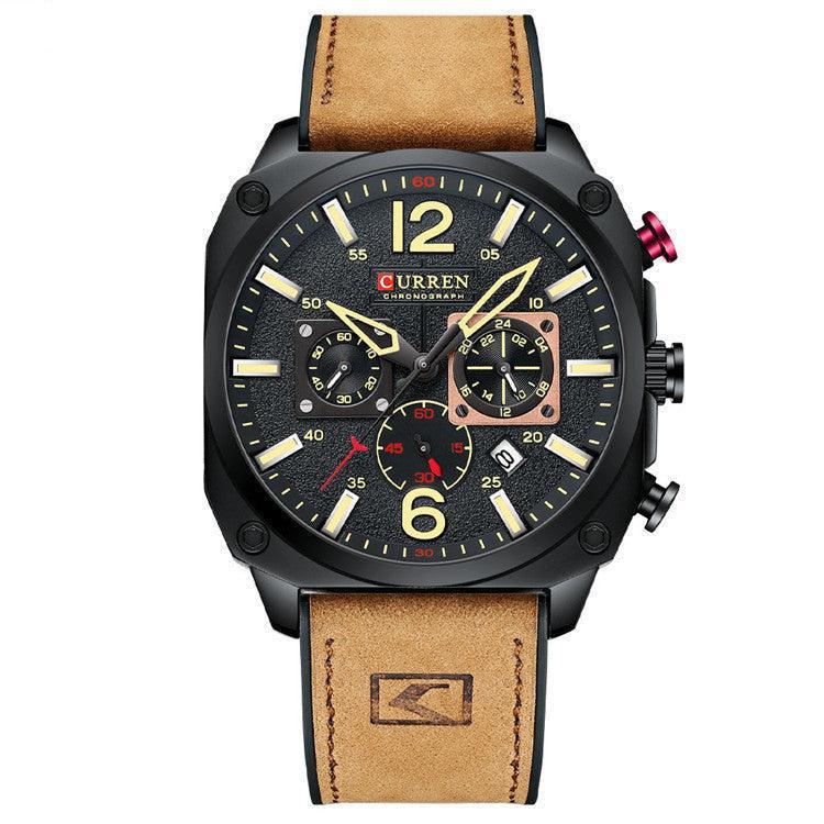 Waterproof Belt Six Hand Calendar Quartz Watch - VirtuousWares:Global